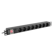 LANBERG PDU-08F-0200-BK Distributer 8 podloška 2m crno prekidač zaštićeno