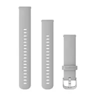 GARMIN Venu 2S óraszíj 18 mm világosszürke szilikon ezüst csat (Quick Release)