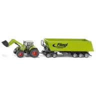 SIKU FARMER Homlokrakodós traktor platós pótkocsival