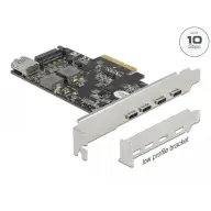 DELOCK PCI Express x4 Kártya - 4 x USB Type-C + 1 x A-típusú USB - SuperSpeed USB 10 Gbps - alacsony profilú formatényező