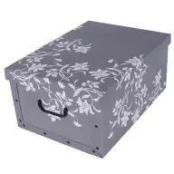 MISS SPACE Maxi 51x37x24 cm láda tárolódoboz szürke barokk virágok