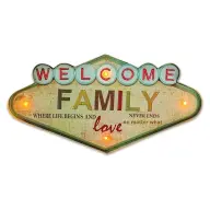 FOREVER LIGHT Retro metál LED dekorációs lámpa Welcome Family