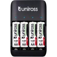 UNIROSS Compact Ladegerät + 4xAA2100 Stift Batterie
