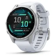 GARMIN Fenix 8 43mm Amoled ezüst fehér szilikon szíjjal