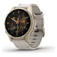 GARMIN Fenix 8 43mm Amoled Sapphire krémarany acél homokkő bőrszíjjal + homokkő/szürke szilikon szíjjal
