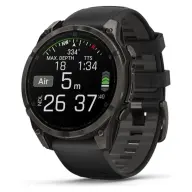 GARMIN Fenix 8 47mm Amoled Sapphire karbonszürke DLC titanium fekete/sötétszürke szilikon szíjjal