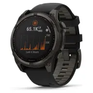 GARMIN Fenix 8 47mm Solar Sapphire karbonszürke DLC titanium fekete/sötétszürke szilikon szíjjal