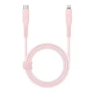 Flow C94 Type-C / Lightning MFI szövet gyorstöltő- és adatkábel 1.5m 60W 3A rózsaszín