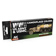 AK INTERACTIVE Real Colors Markers WWII US Army & USMC Camouflage Colors amerikai rejtőfestés akril festék toll szett 8 darabos