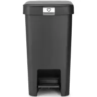 BRABANTIA StepUp pedálos kuka hulladéktípus jelölő ablakkal lecsapódásgátló fedél 16L - D méret 91% újrahasznosított műanyag sötét szürke - 800306