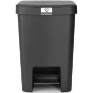 BRABANTIA StepUp pedálos kuka hulladéktípus jelölő ablakkal lecsapódásgátló fedél 25L - J méret 91% újrahasznosított műanyag sötét szürke - 800269