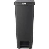 BRABANTIA StepUp pedálos kuka hulladéktípus jelölő ablakkal lecsapódásgátló fedél 40L - L méret 91% újrahasznosított műanyag sötét szürke - 800023