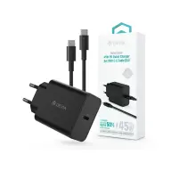 DEVIA Rocket Series PD+QC gyorstöltő adapter + Type-C/Type-C kábel 45W fekete