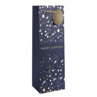 IRIS Boldog Születésnapot boros papírtasak matt 12x36cm kék-arany