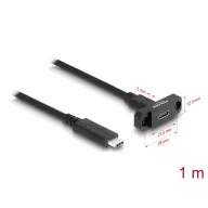 DELOCK USB 3.1 Type C Produžni kabel Crno 1m 87824