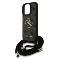 GUESS PU 4G Metal Logo tok vállpánttal iPhone 16 Pro barna