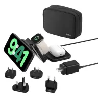 BELKIN Boost Up Charge Pro 3in1 Összecsukható vezeték nélküli töltőpad 15W nemzetközi csatlakozókkal fekete