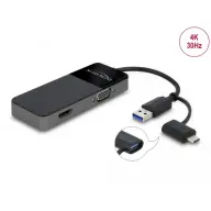 DELOCK USB 3.2 Gen 1 adapter – 4K HDMI + VGA Splitter funkciom - BULK