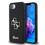 GUESS PU Fixed Glitter 4G Metal Logo tok Apple iPhone 16e fekete
