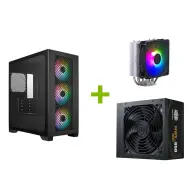 COOLERMASTER Elite 301 black + hyper 212 + MWE Gold 650 V3 PSU
