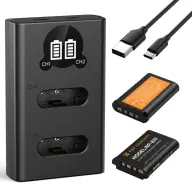 K-F CONCEPT NP-BX1 charger + 2pcs NP-BX1 rechargeable battery 1240mAh