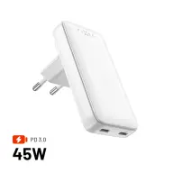 FIXED Slim Traveller 2xUSB-C Travel Charger with world adapters 45W alb