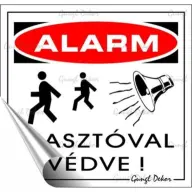 Információs matrica Riasztóval védve 8.7x8.3cm