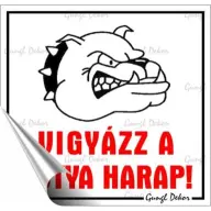 Információs matrica Vigyázz a kutya harap 8.7x8.3cm