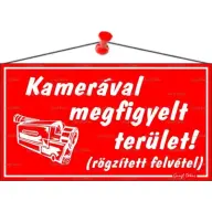 Információs tábla Kamerával megfigyelt terület 22.5x12.5cm piros