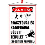 Információs tábla Riasztóval és kamerával védett terület 35x25cm