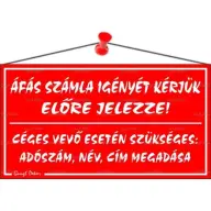 Információs tábla 22.5x12.5cm ÁFÁS számla igényét kérjük előre jelezze! piros