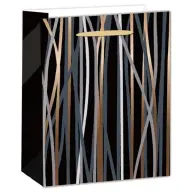 IRIS Matt papírtasak boros csíkos 12 x 36cm fekete-bronz