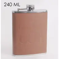 Laposüveg rostfrei Stahl happy 60th - boldog 60-at felirat braun Kunstleder 240ml