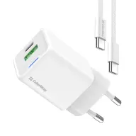 COLORWAY AC Charger GaN Mini 30W PD Port PPS USB (Type-C PD + USB QC4.0) cable Type-C white