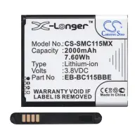 CAMERON SINO Samsung K-Zoom CAMERON SINO Li-Ion akku 3.8V/2000mAh Samsung EB-BC115BBC kompatibilis FEKETE