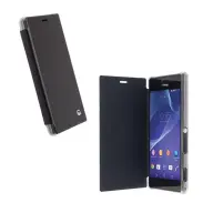 KRUSELL Sony Xperia M2 KRUSELL FLIPCover BODEN műanyag telefonvédő átlátszó hátlap oldalra nyíló bőr hatású FLIP FEKETE