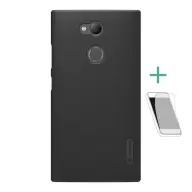 NILLKIN Sony Xperia L2 NILLKIN SUPER FROSTED műanyag telefonvédő gumírozott érdes felület + képernyővédő fólia FEKETE