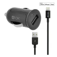 Blautel 4-OK autós töltő USB aljzat 12W + lightning kábel
