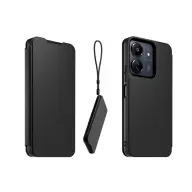 Redmi 13C 5G MADE FOR XIAOMI tok álló bőr hatású FLIP kártyazseb + kézpánt FEKETE