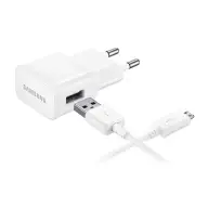 SAMSUNG Hálózati töltő USB aljzat 8W + ECB-DU4AWE/ECB-DU68WE microUSB kábel fehér OEM