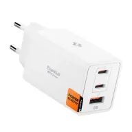 SPIGEN ESSENTIAL hálózati töltő USB+2 Type-C aljzat (67W GaN PD gyorstöltő 3.0) fehér