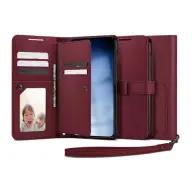SPIGEN Samsung S23 Plus WALLET S PLUS tok álló bőr hatású FLIP textil minta BURGUNDY