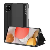 GIGAPACK samsung a42 5g tok álló bőr hatású aktív flip ablakos fekete