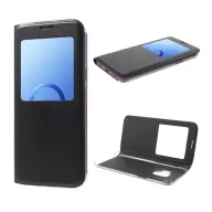 GIGAPACK samsung s9 tok álló bőr hatású flip ablakos fekete
