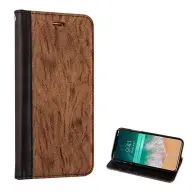 GIGAPACK iphone xs 5.8 tok álló bőr hatású flip faerezet minta barna