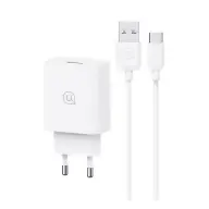 USAMS SC wall charger USB port 18W PD fast charger 3.0 + Type-C cable white