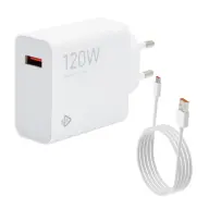 XIAOMI MDY-14-EE Hálózati töltő USB aljzat 120W PD gyorstöltő + Type-C kábel fehér OEM