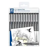 STAEDTLER Pigment Liner 308 Tusfilc készlet 12 vonalvastagság fekete