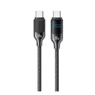 USAMS HX adatkábel Type-C - Type-C LED kijelző FEKETE
