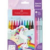 FABER-CASTELL Unikornis filctoll készlet 10+3 szín glitteres matricával